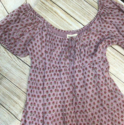 Daughters of India Sita Pink Purple 100% Cotton Floral Maxi Dress Size XXXL