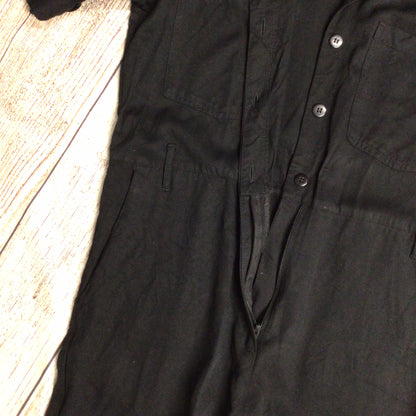 Monki Black Short Sleeve Collared Button Up Jumpsuit w/Pockets Size M