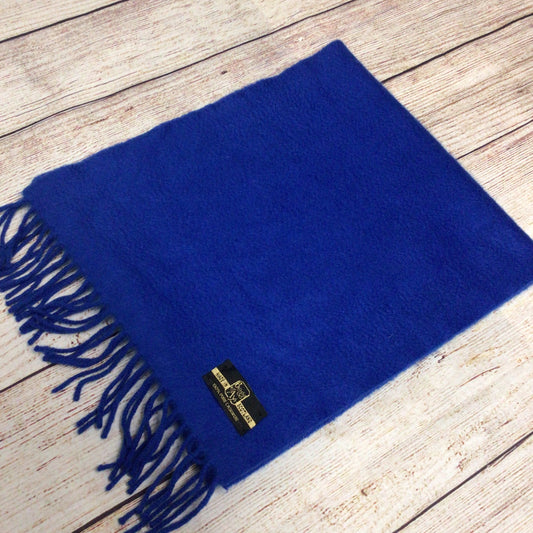 Begg of Ayr Scotland Royal Blue 100% Pure Cashmere Fringed Scarf