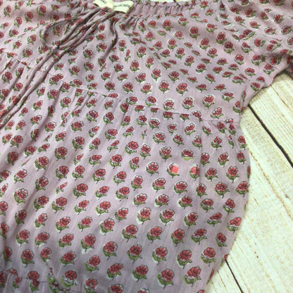 Daughters of India Sita Pink Purple 100% Cotton Floral Maxi Dress Size XXXL