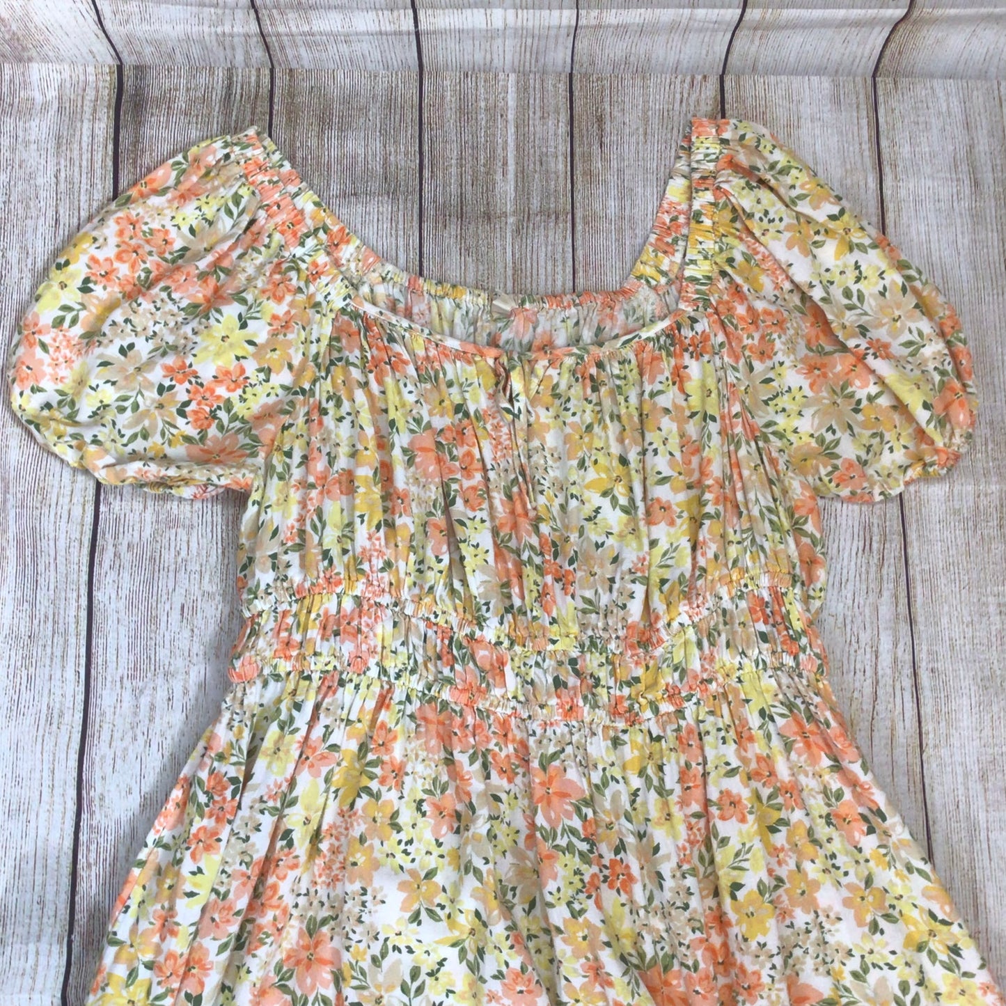 Anise Orange & Yellow Floral Tie Front Dress Size 20