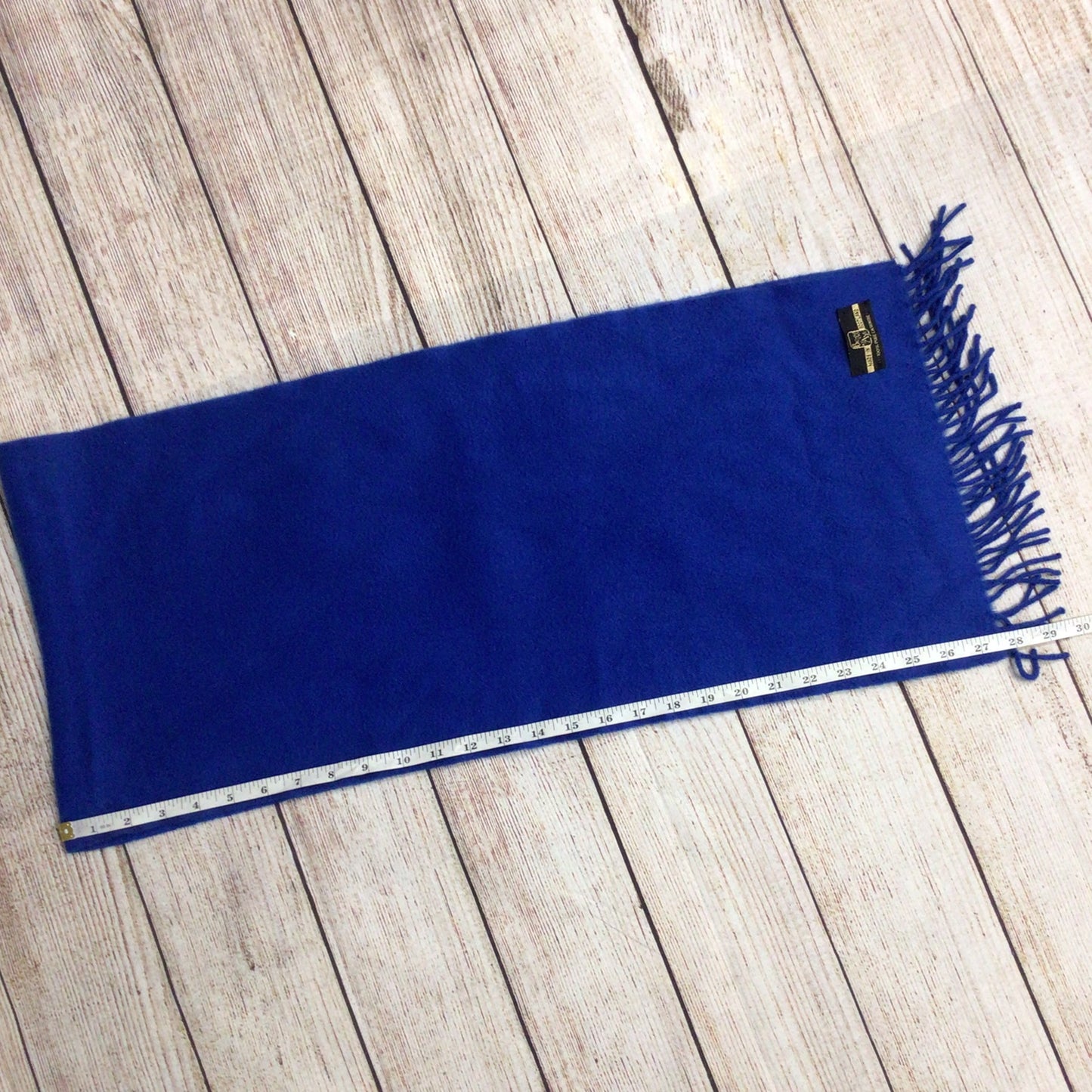 Begg of Ayr Scotland Royal Blue 100% Pure Cashmere Fringed Scarf