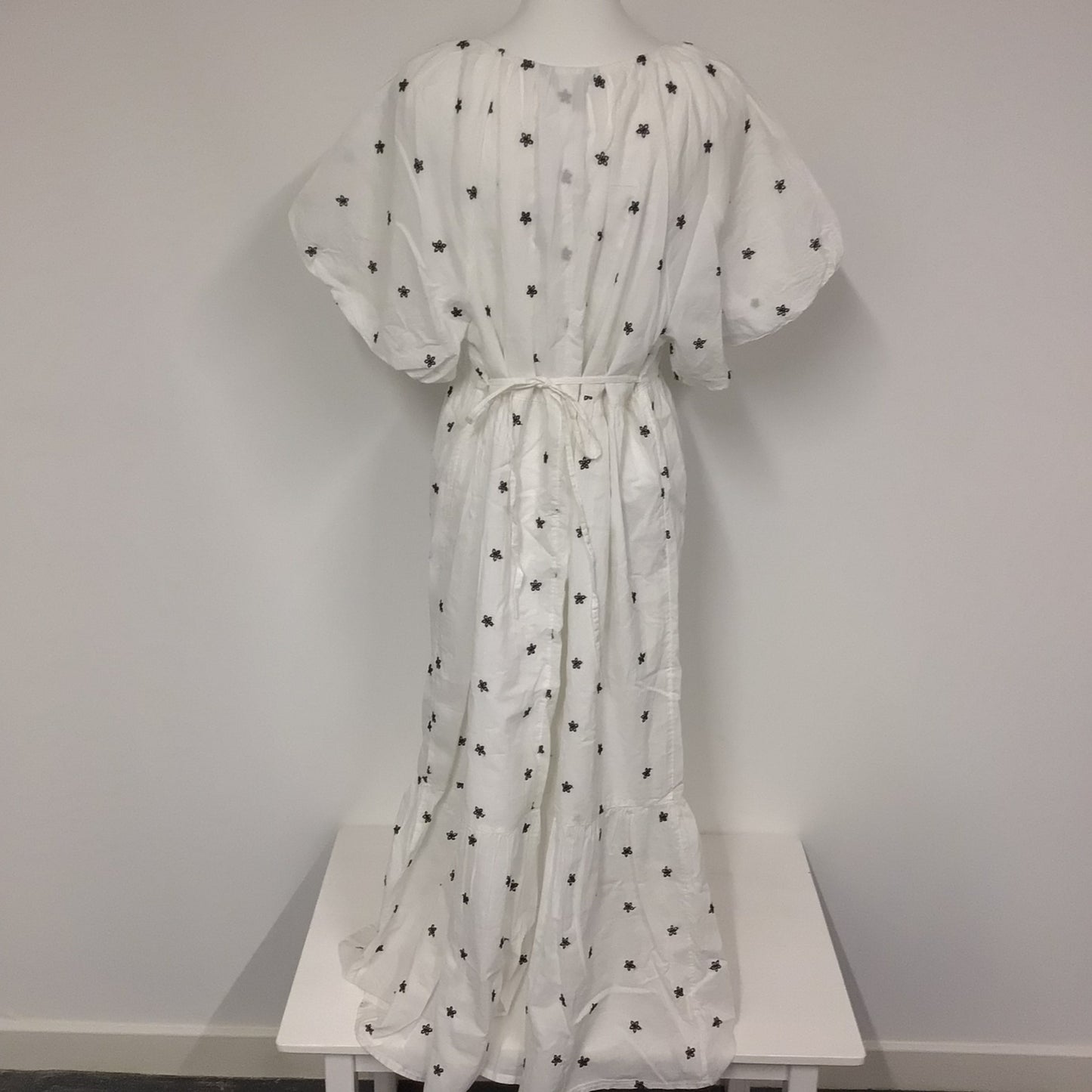 BNWT New Look White & Black Embroidered 100% Cotton Dress RRP £39.99 Size 16