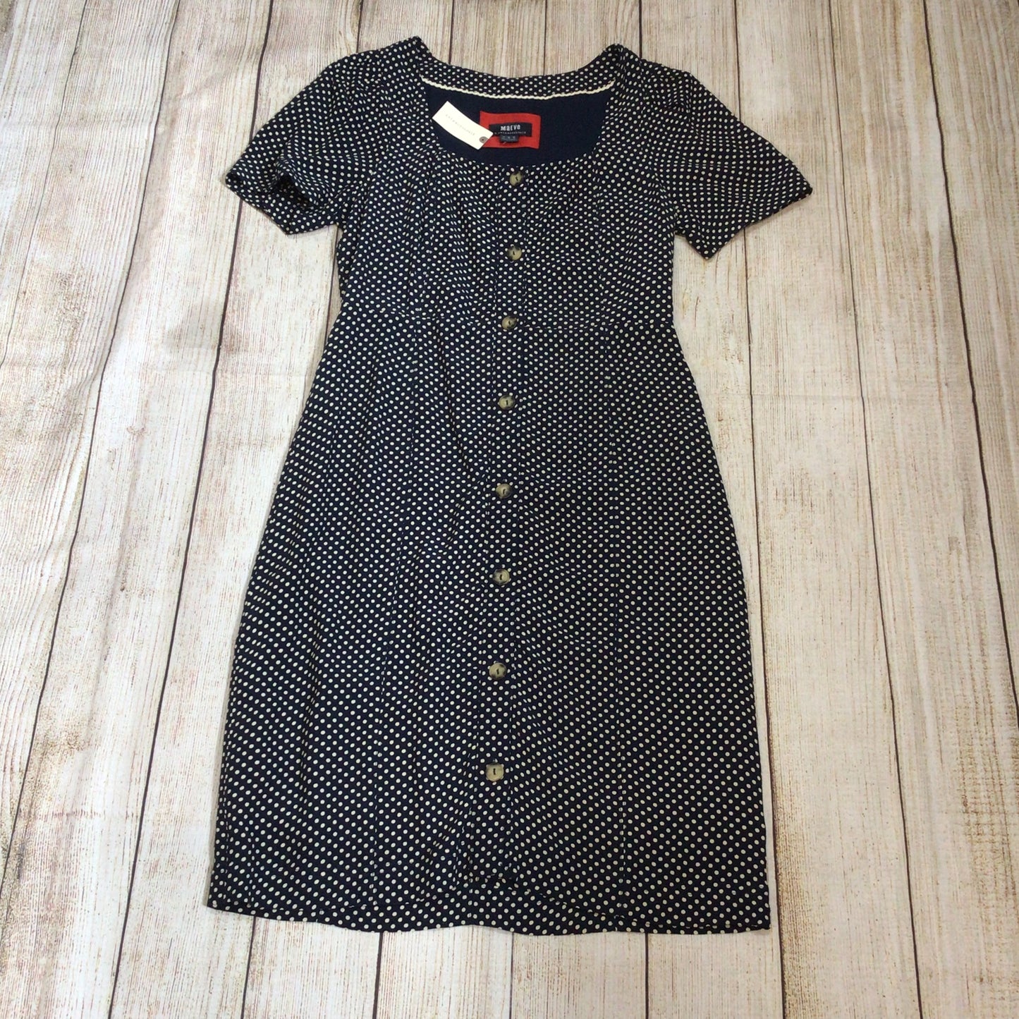 BNWT Maeve by Anthropologie Blue & White Cecile Polka Dot Dress Size 10