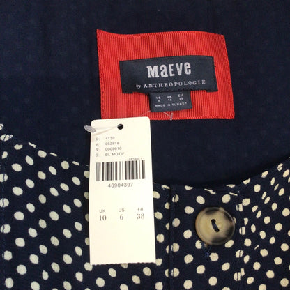 BNWT Maeve by Anthropologie Blue & White Cecile Polka Dot Dress Size 10