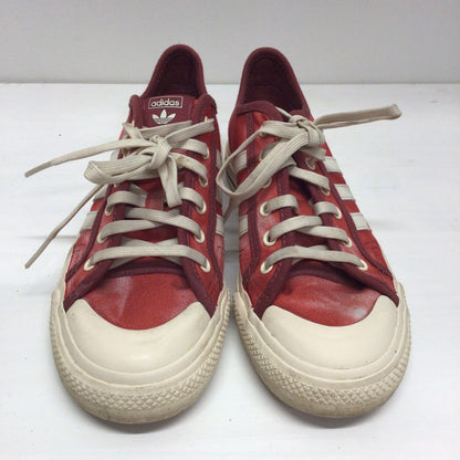 Adidas Nizza Parley Red & White Bleached Low Top Sneaker Trainers Size 4 UK