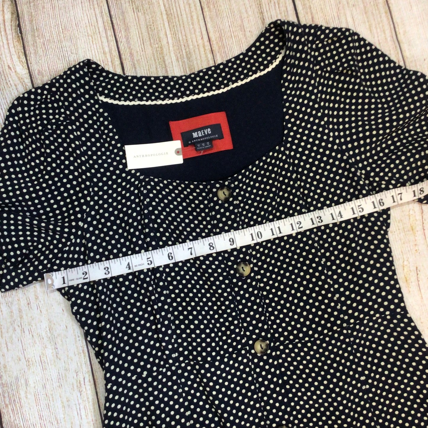 BNWT Maeve by Anthropologie Blue & White Cecile Polka Dot Dress Size 10