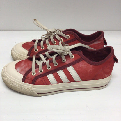 Adidas Nizza Parley Red & White Bleached Low Top Sneaker Trainers Size 4 UK