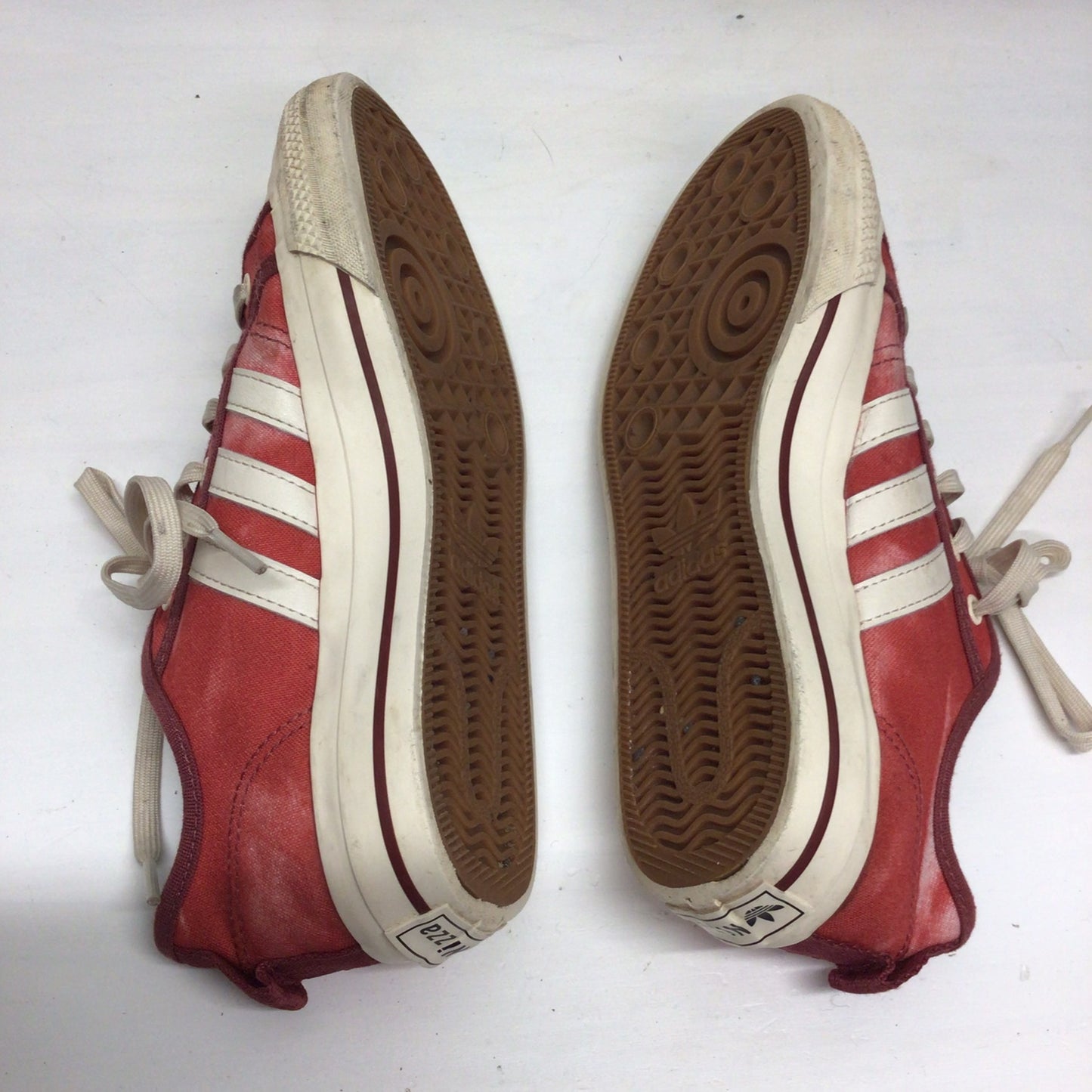 Adidas Nizza Parley Red & White Bleached Low Top Sneaker Trainers Size 4 UK