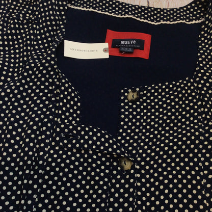 BNWT Maeve by Anthropologie Blue & White Cecile Polka Dot Dress Size 10