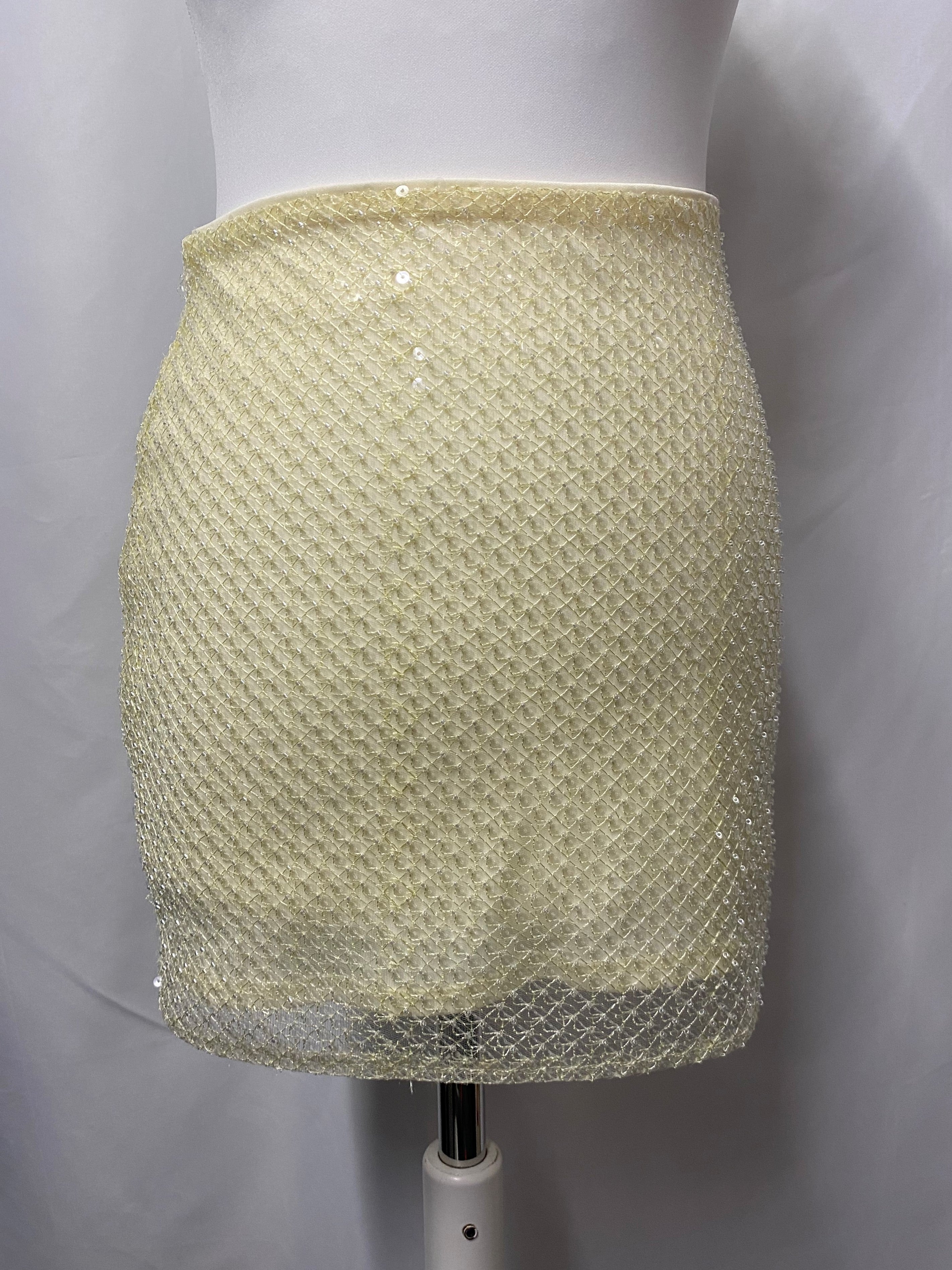 Silver metallic skirt top yellow