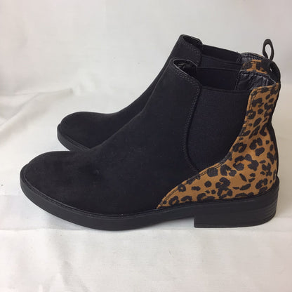 BNWT M&S Black Chelsea Boots w/Animal Print Heel Size 5 UK