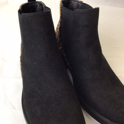 BNWT M&S Black Chelsea Boots w/Animal Print Heel Size 5 UK