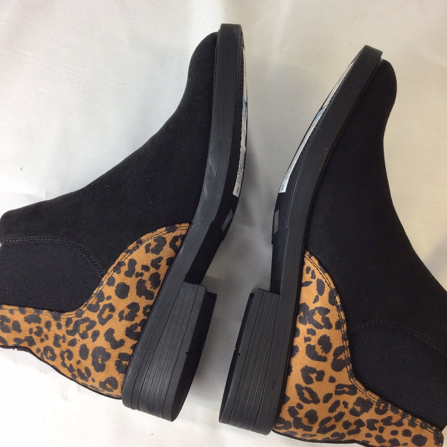 BNWT M&S Black Chelsea Boots w/Animal Print Heel Size 5 UK