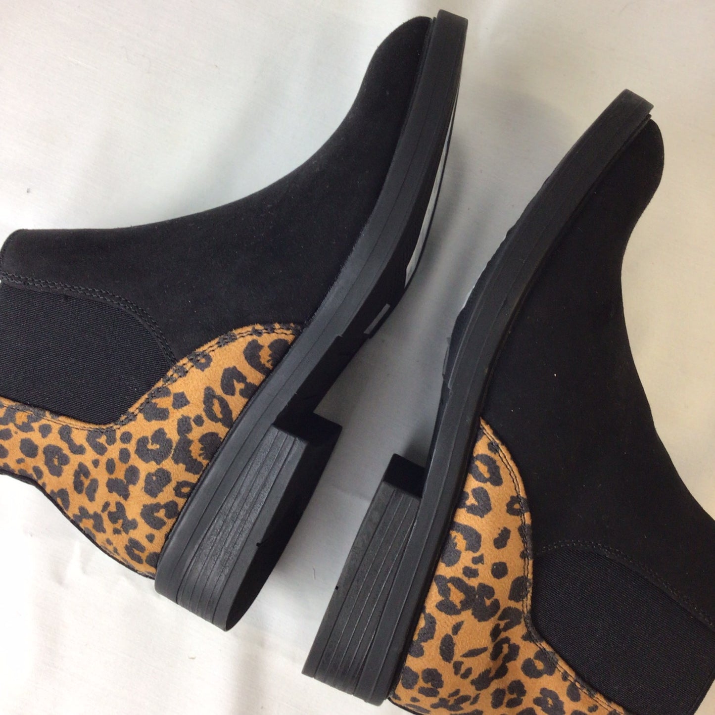 BNWT M&S Black Chelsea Boots w/Animal Print Heel Size 5 UK