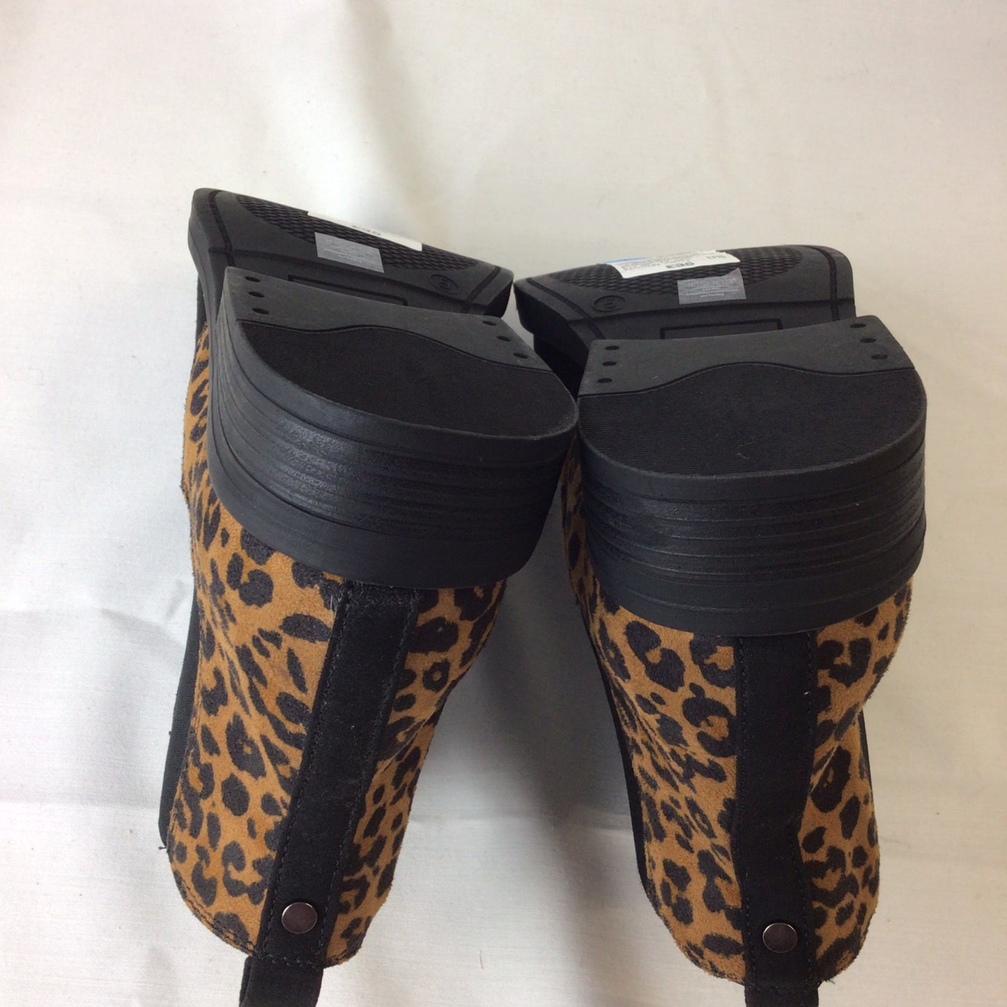 BNWT M&S Black Chelsea Boots w/Animal Print Heel Size 5 UK