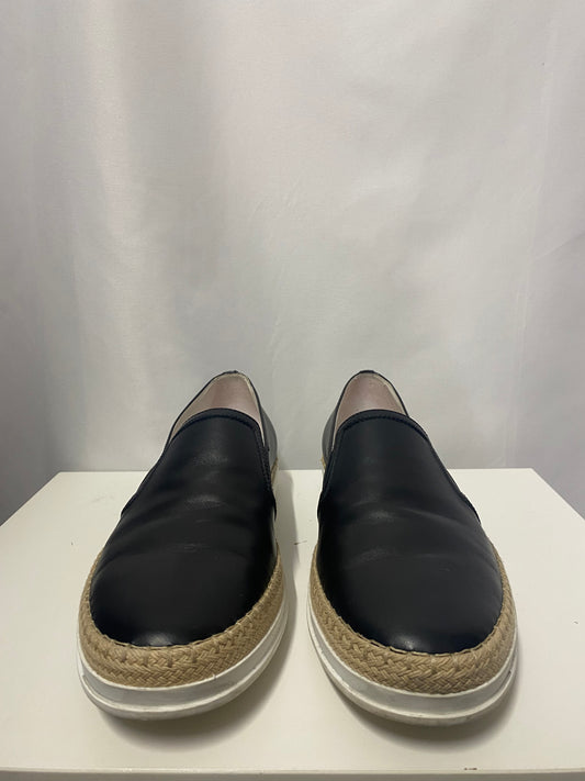 Tod's Black Leather and Espadrille Slip On Shoes 7.5