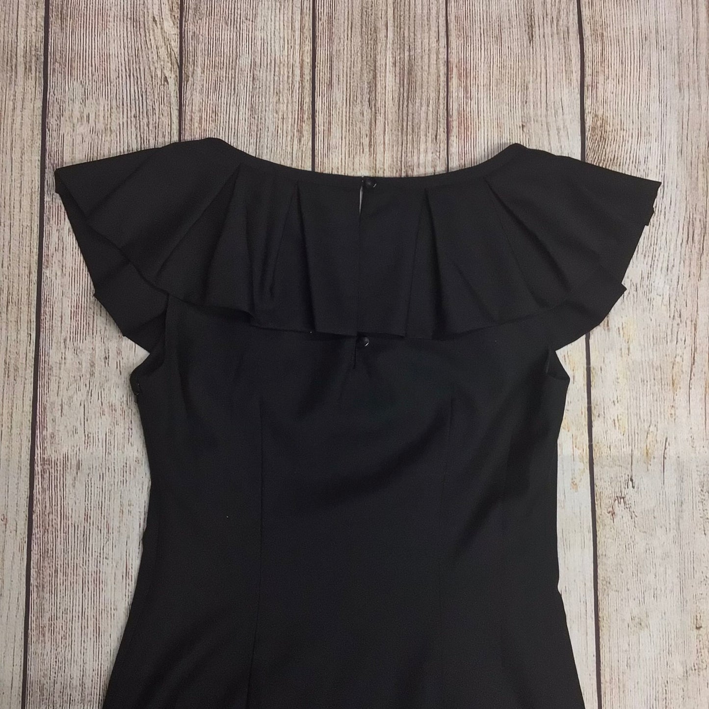 Ted Baker Black Fan Neck Dress w/Pockets Size 0 (6 UK)