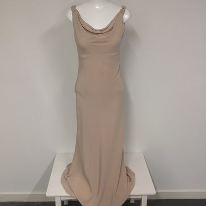 Pearce Fionda Beige Nude Long Dress w/Diamante Detail Size 10