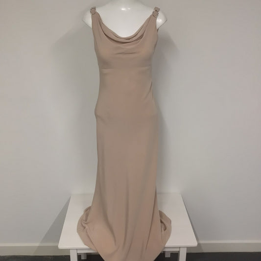 Pearce Fionda Beige Nude Long Dress w/Diamante Detail Size 10