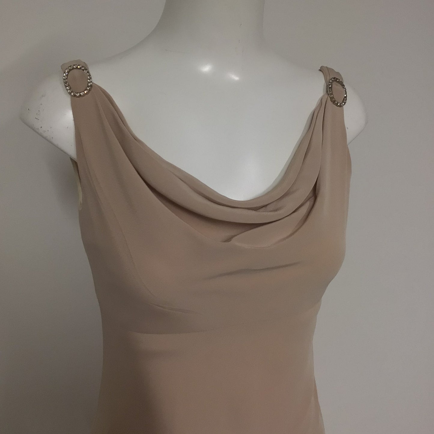 Pearce Fionda Beige Nude Long Dress w/Diamante Detail Size 10