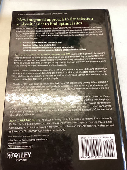 Business Site Selection Location Analysis and GIS Richard L Church Alan T Murray