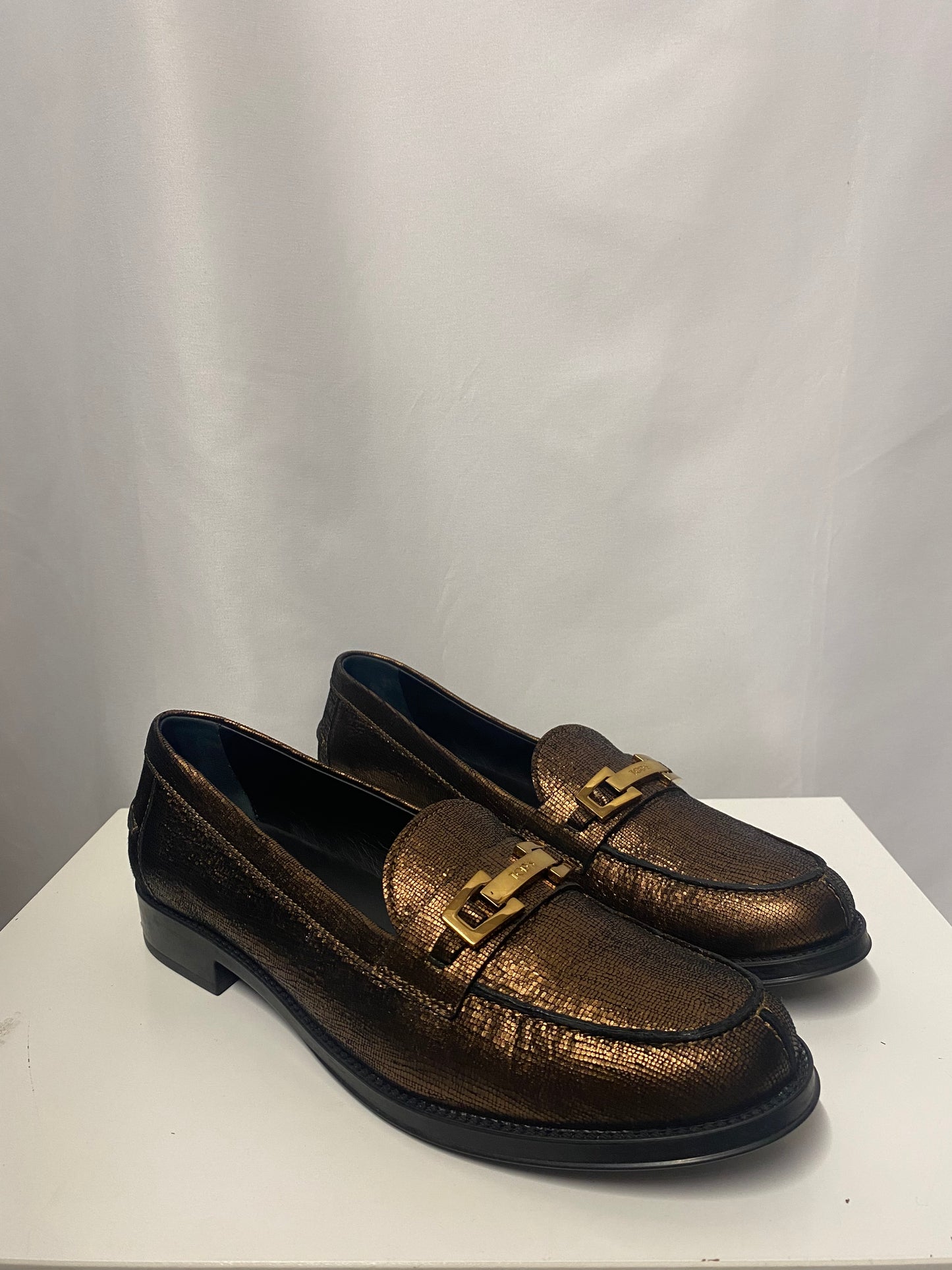 Tod's Bronze Slip On Brogues 7.5