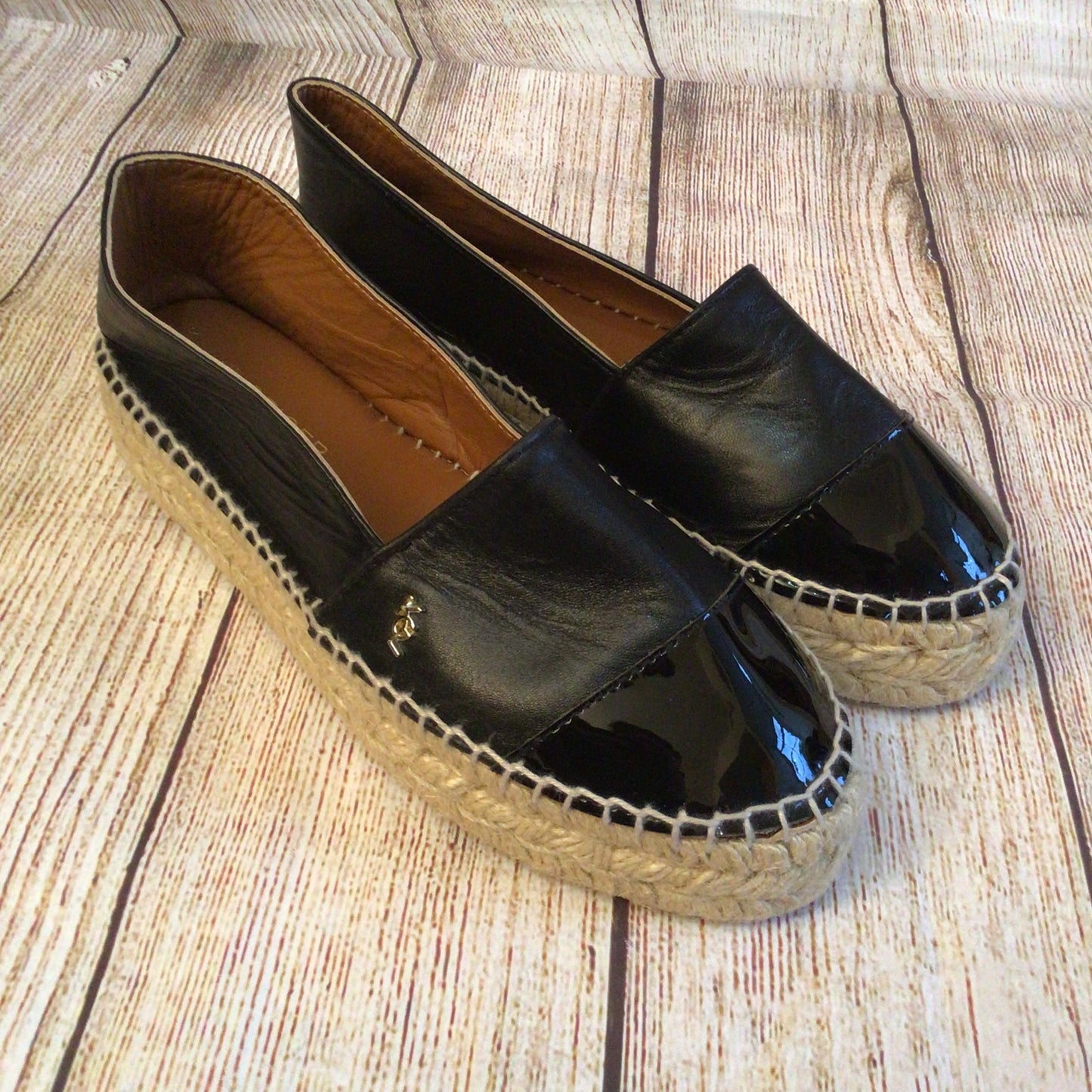 Kurt Geiger Black Leather Flatform Espadrille Shoes Size 6 UK (39 EU)