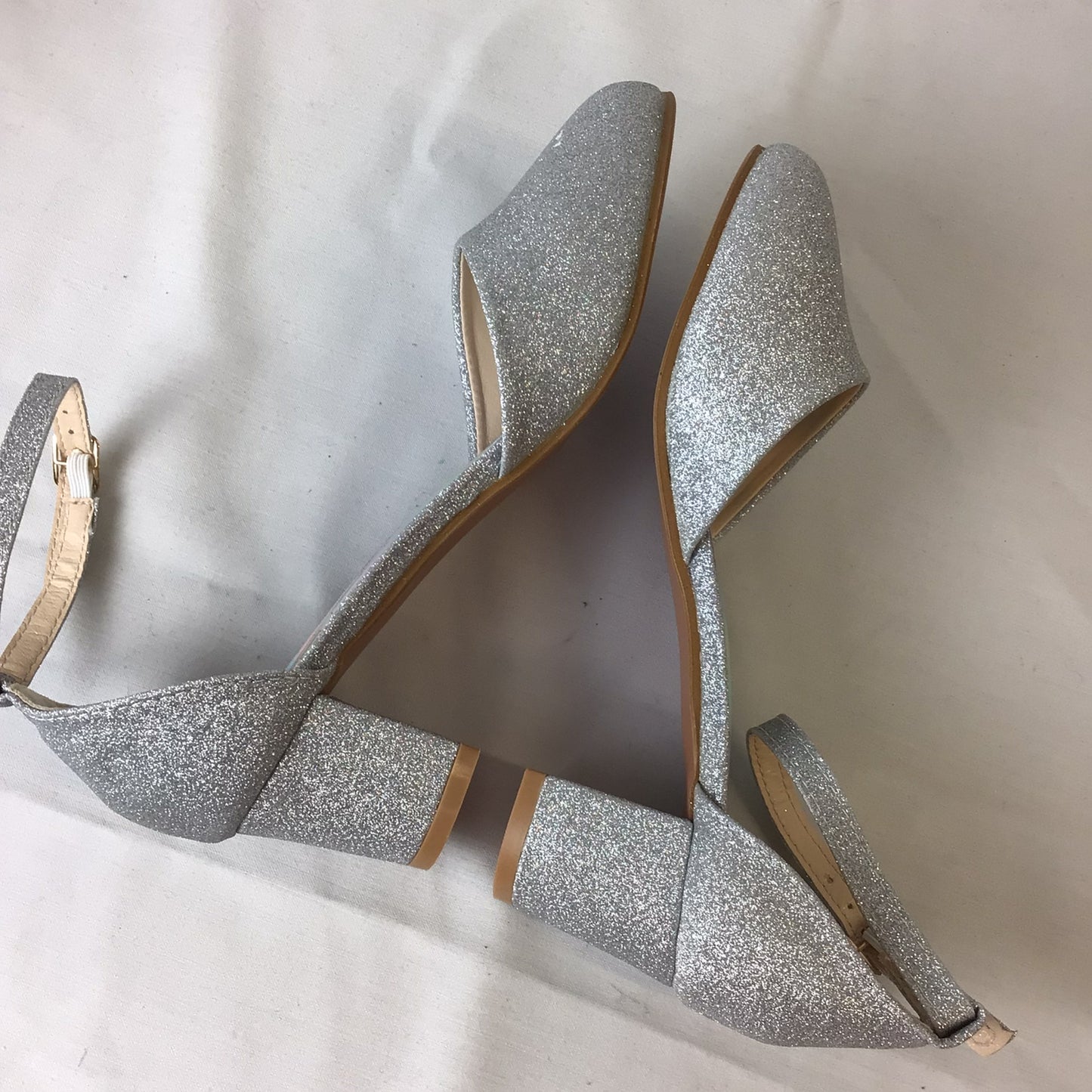 Where's That From Silver Glitter Sandals Heels Kids Size 2 UK