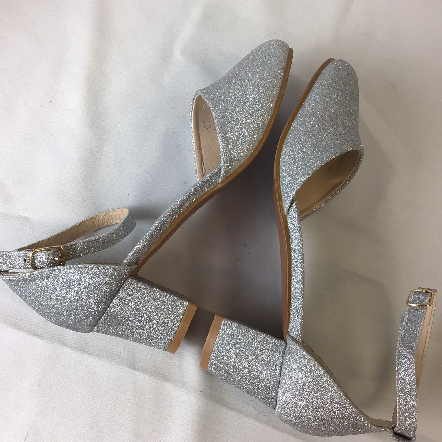 Where's That From Silver Glitter Sandals Heels Kids Size 2 UK