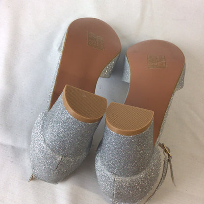 Where's That From Silver Glitter Sandals Heels Kids Size 2 UK