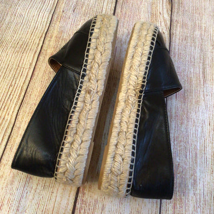 Kurt Geiger Black Leather Flatform Espadrille Shoes Size 6 UK (39 EU)