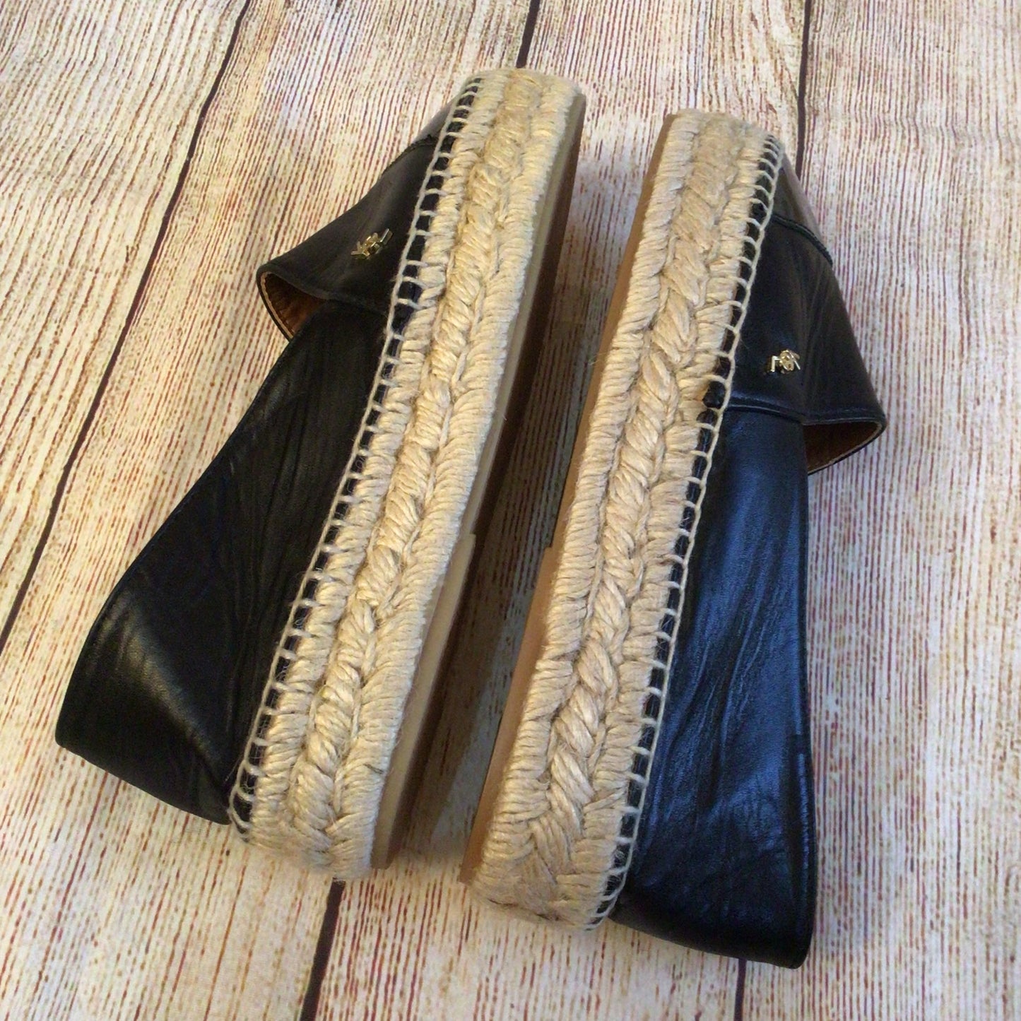 Kurt Geiger Black Leather Flatform Espadrille Shoes Size 6 UK (39 EU)