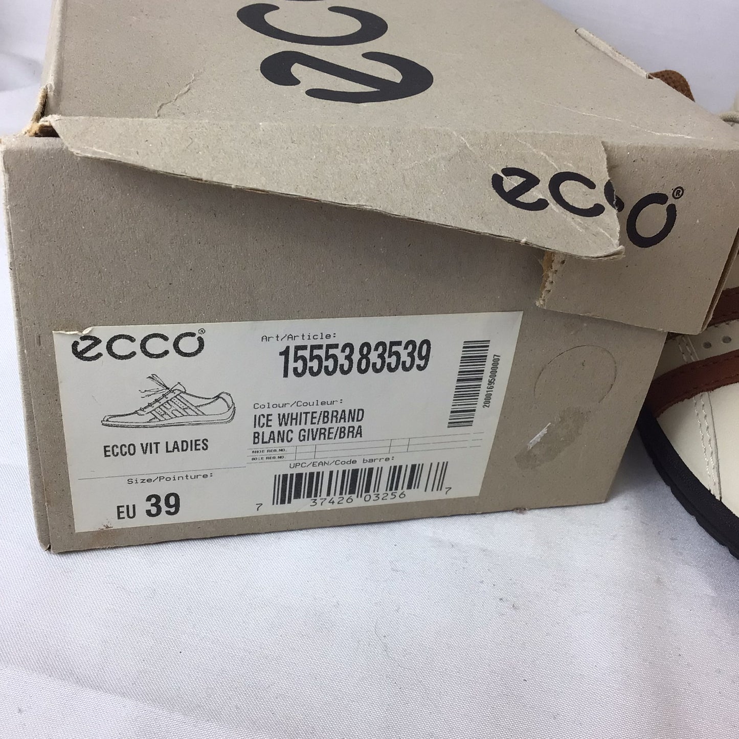 BNIB Ecco Brown & Cream Leather Trainers Shoes Size 39 EU (6 UK)