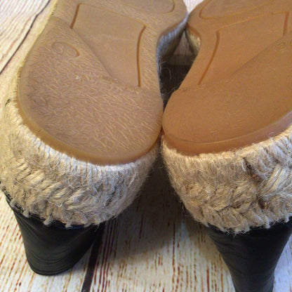 Kurt Geiger Black Leather Flatform Espadrille Shoes Size 6 UK (39 EU)