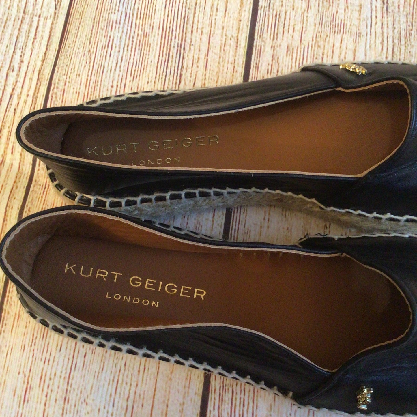 Kurt Geiger Black Leather Flatform Espadrille Shoes Size 6 UK (39 EU)