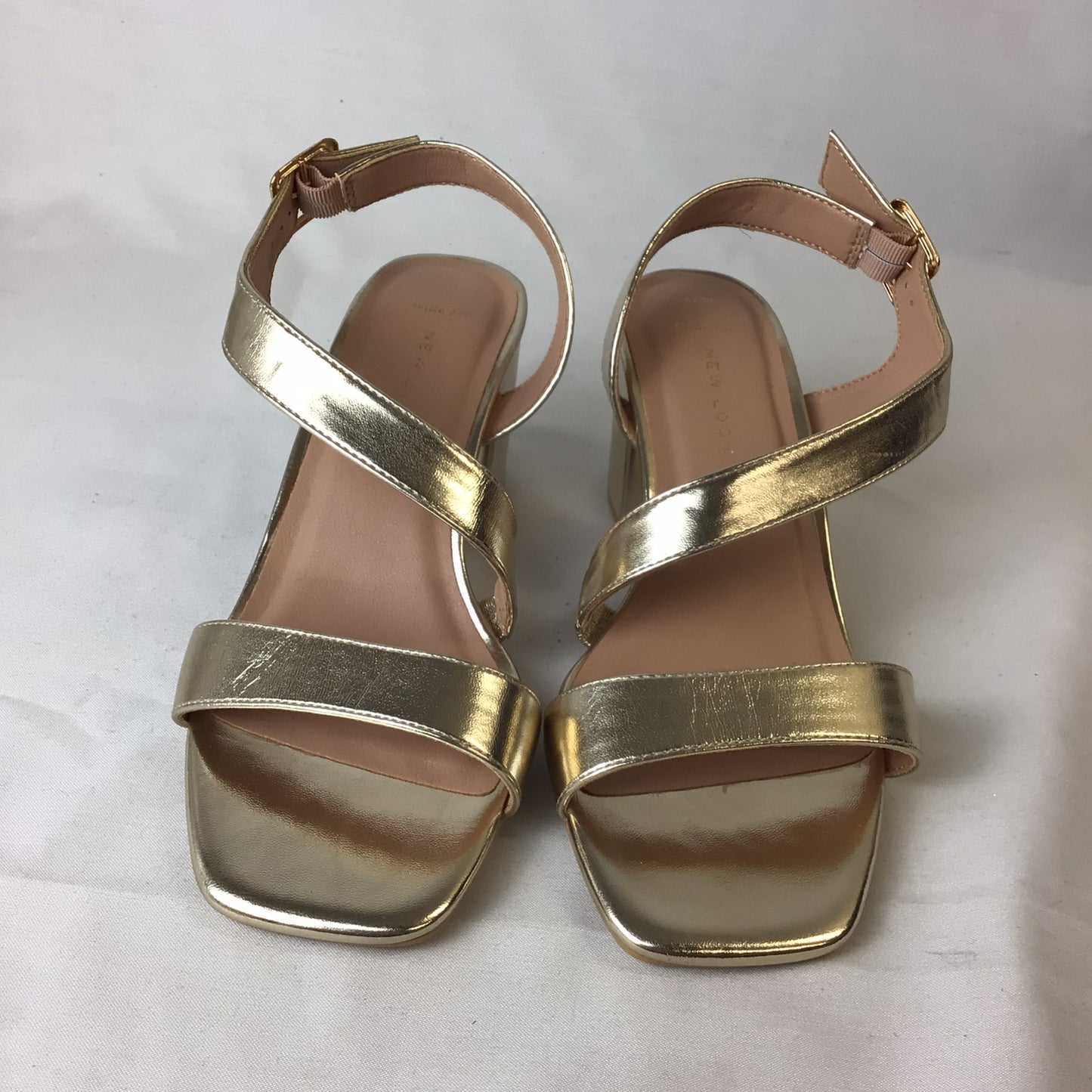 New Look Gold Strappy Heels Sandals Size 5 UK Wide Fit