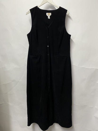 Talbots Stretch Sleeveless Black Suede Effect Long Dress 14