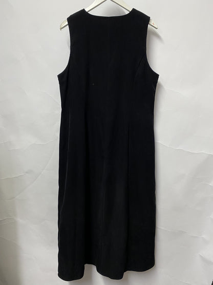 Talbots Stretch Sleeveless Black Suede Effect Long Dress 14