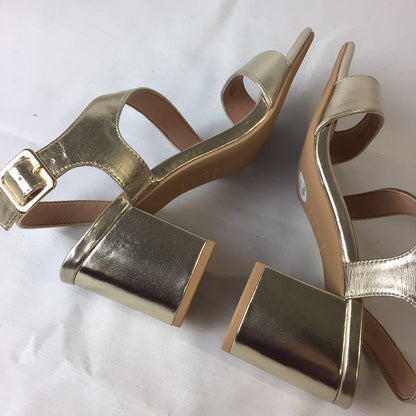 New Look Gold Strappy Heels Sandals Size 5 UK Wide Fit