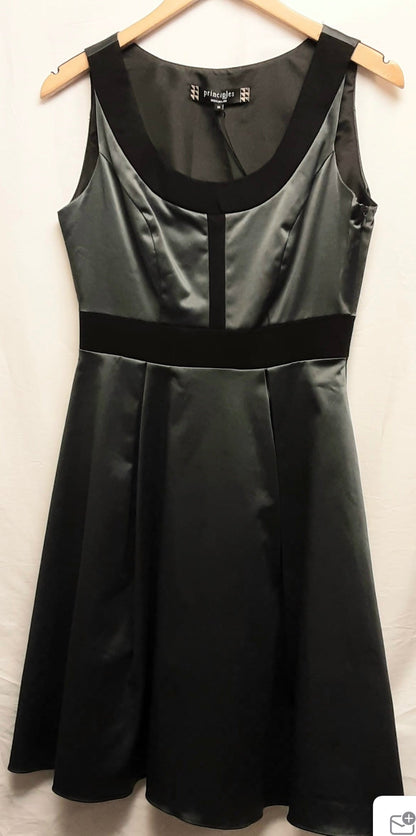 Principles Black Satin Party Dress Size 10