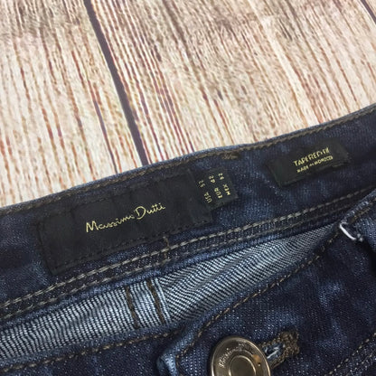 Massimo Dutti Dark Blue Tapered Fit Cotton Blend Jeans Size 14