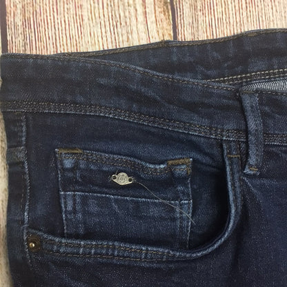 Massimo Dutti Dark Blue Tapered Fit Cotton Blend Jeans Size 14