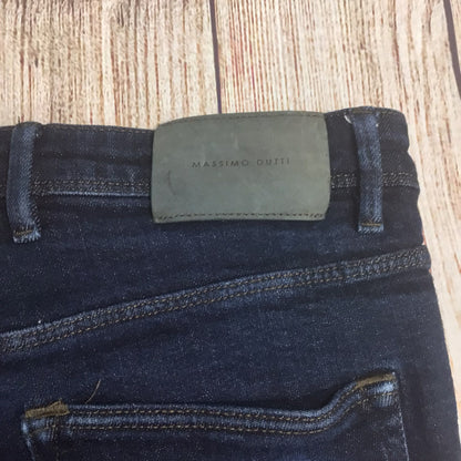 Massimo Dutti Dark Blue Tapered Fit Cotton Blend Jeans Size 14