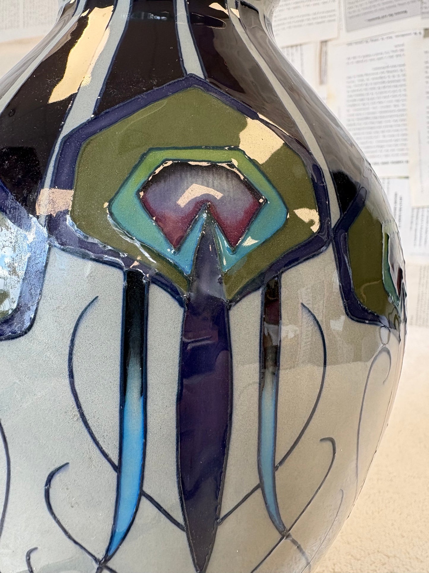 Moorcroft 'Peacock Parade' Table Lamp by Nicola Slaney with shade