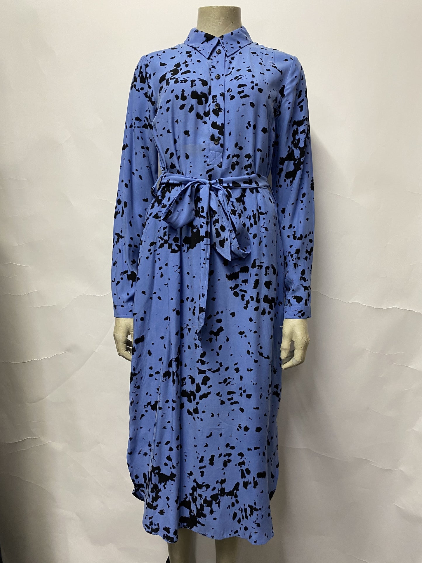 Whistles Blue Smudge Dot Dress 8