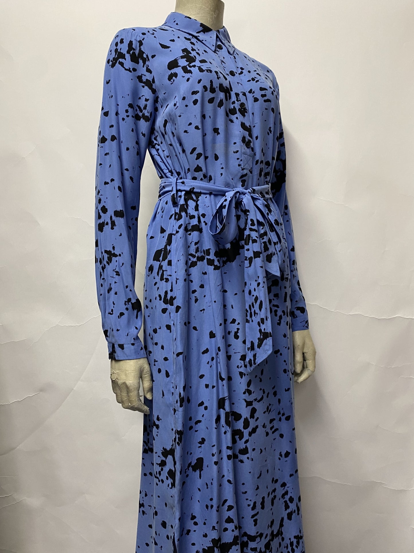 Whistles Blue Smudge Dot Dress 8