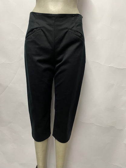 Agnes B Black Cotton Capri Pants 40