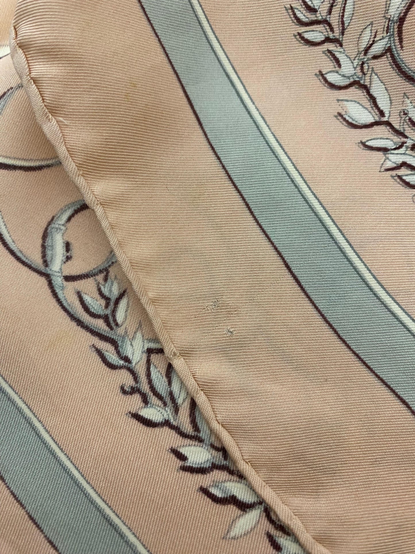 Vintage Hermes Pink and Grey Phaeton Silk Scarf 1958
