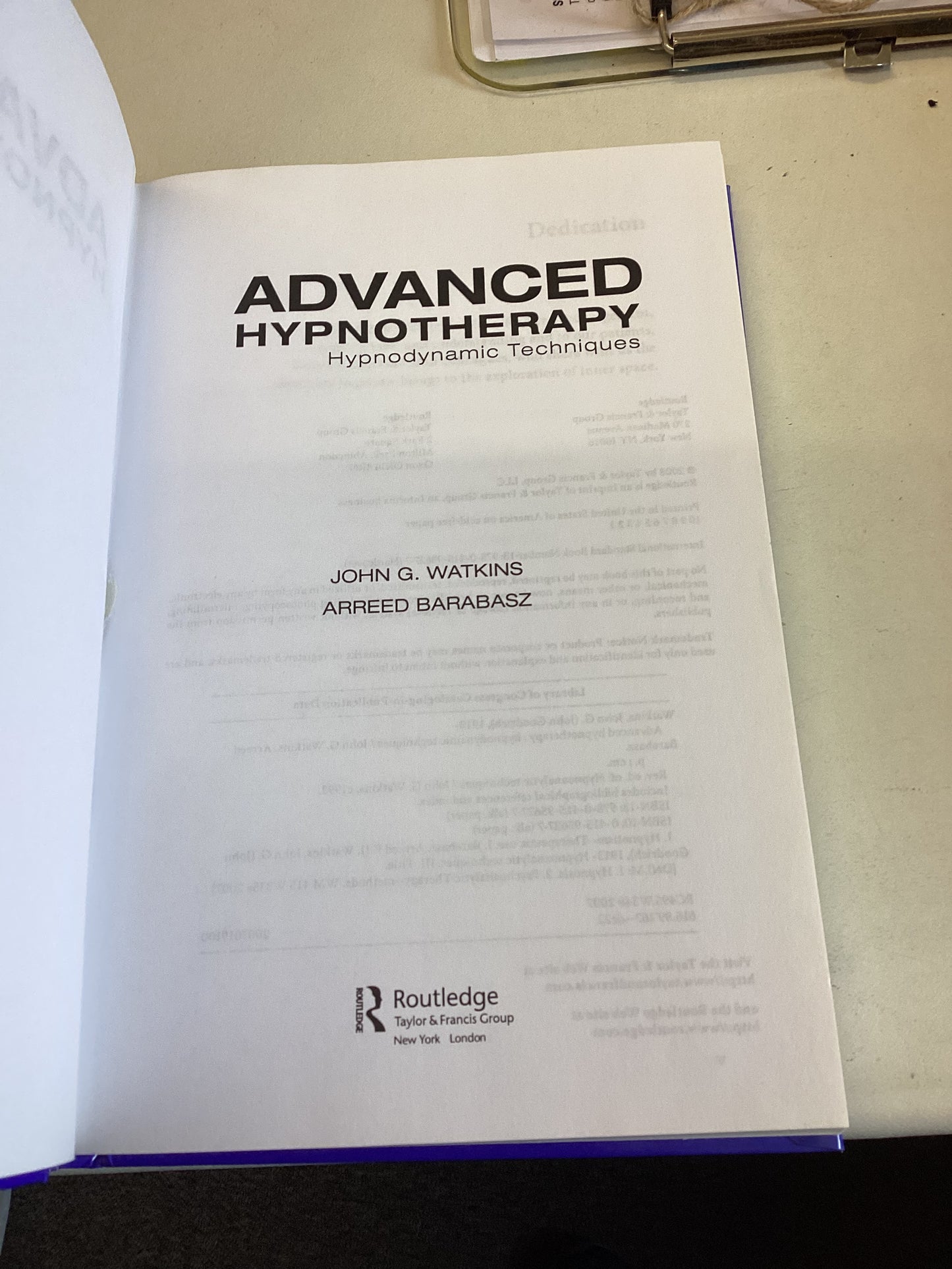 Advanced Hypnotherapy Hypnotherapy Techniques John Watkins Arreed Barabasz